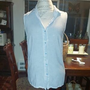Light Blue Button-Up Sleeveless Top